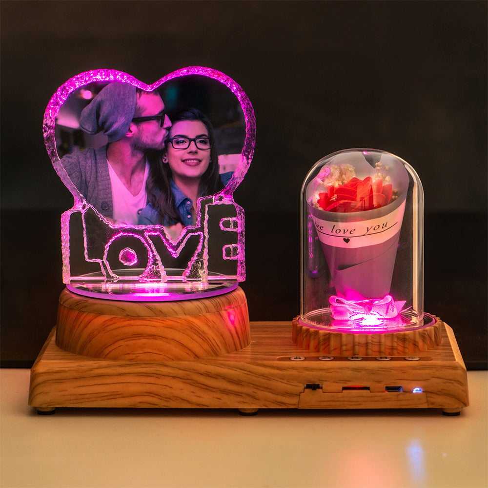 Juju Personalized Photo Night Light Bluetooth Music Gift Box 3D Crystal Inner Carving Gift