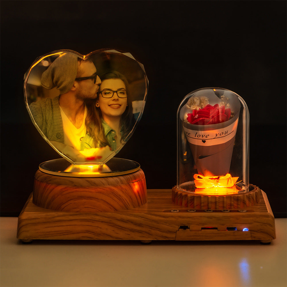 Juju Personalized Photo Night Light Bluetooth Music Gift Box 3D Crystal Inner Carving Gift