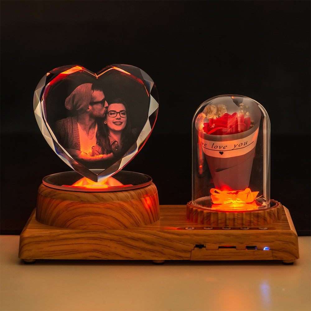 Juju Personalized Photo Night Light Bluetooth Music Gift Box 3D Crystal Inner Carving Gift