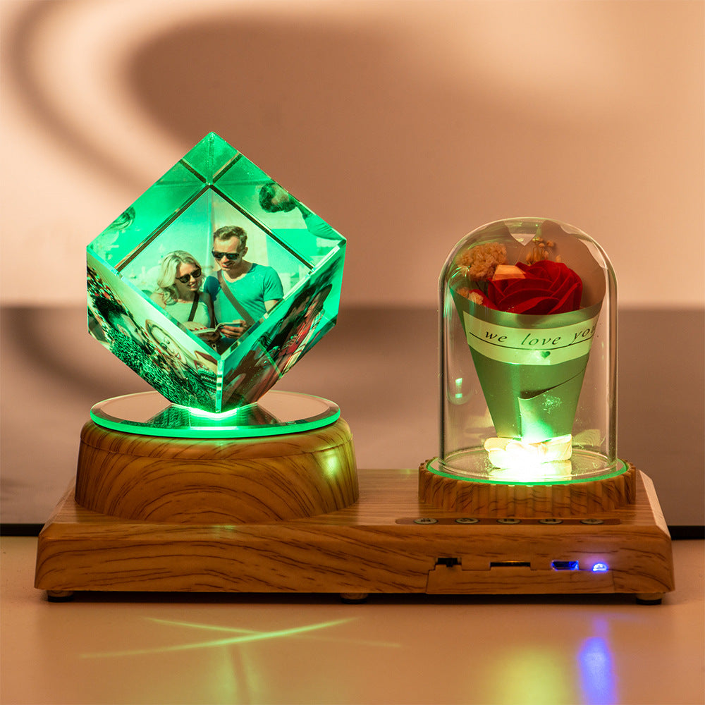 Juju Personalized Photo Night Light Bluetooth Music Gift Box 3D Crystal Inner Carving Gift