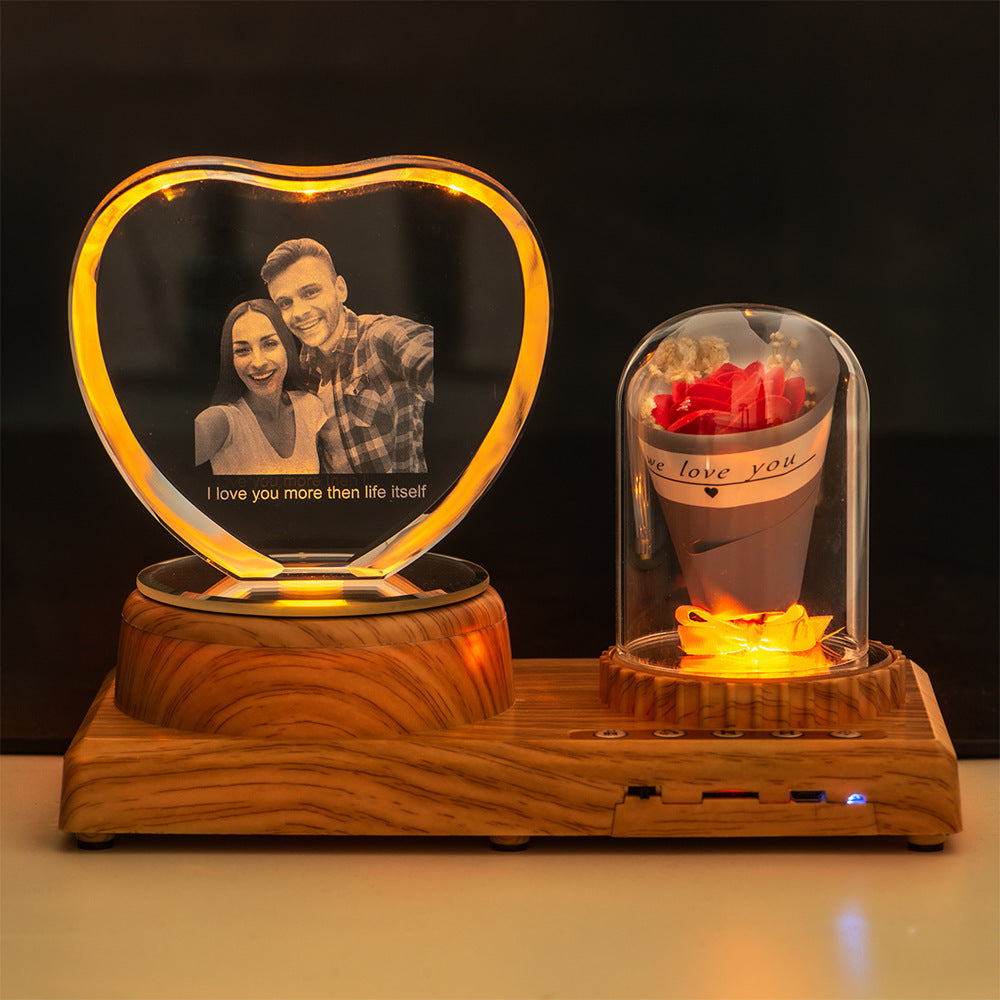 Juju Personalized Photo Night Light Bluetooth Music Gift Box 3D Crystal Inner Carving Gift