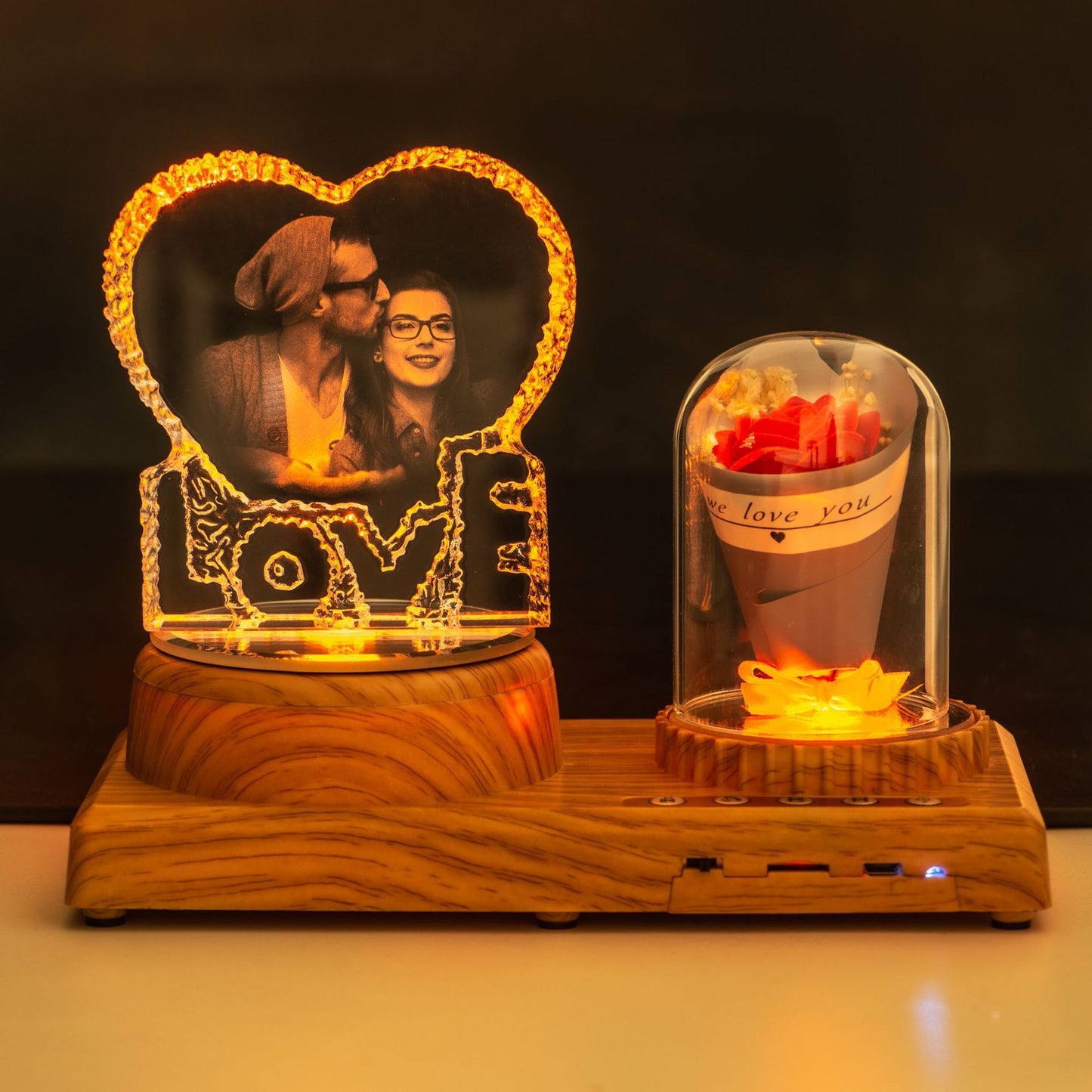 Juju Personalized Photo Night Light Bluetooth Music Gift Box 3D Crystal Inner Carving Gift