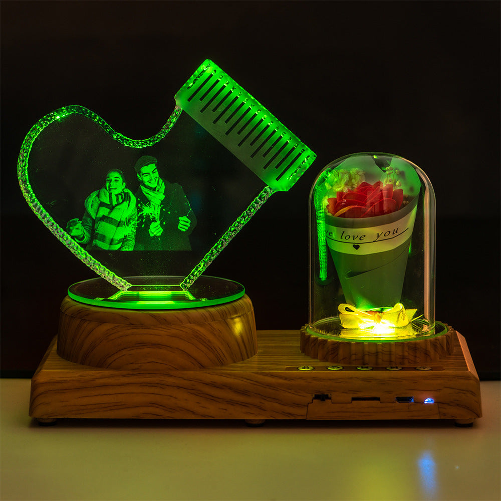 Juju Personalized Photo Night Light Bluetooth Music Gift Box 3D Crystal Inner Carving Gift
