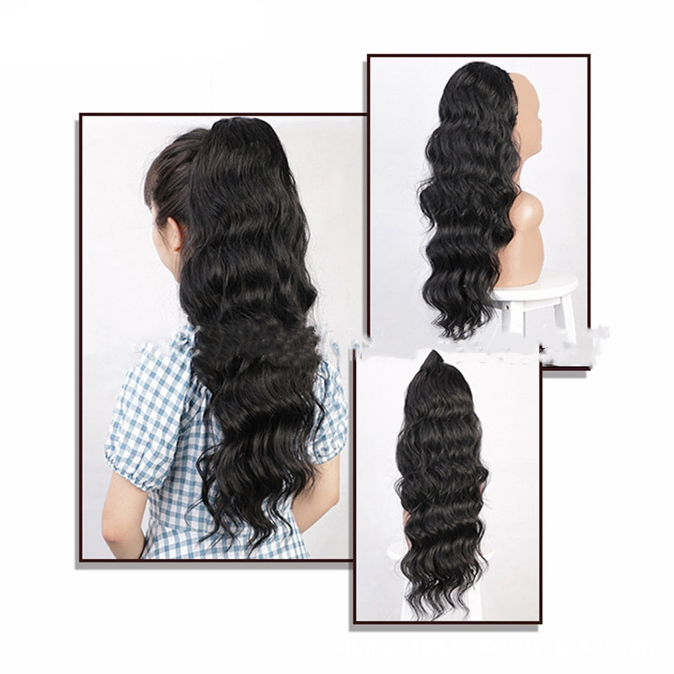 Black Drawstring Ponytail Human Wigs