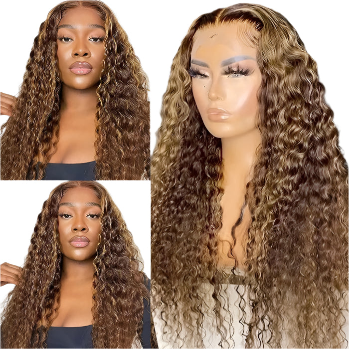 Honey Blonde 13x6 Water Wave Lace Front Human Hair Wigs