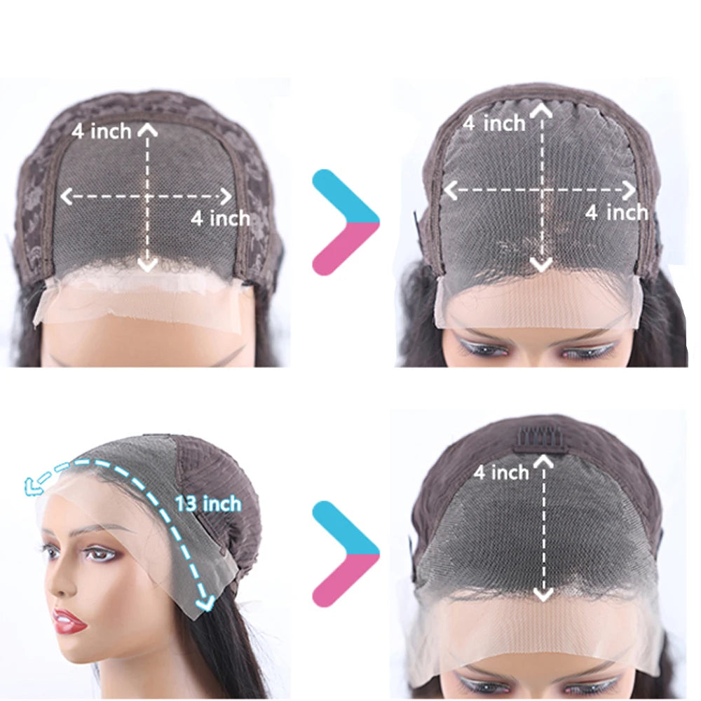 Kinky Straight Lace Front Wig 13x4 Hd Transparent Lace Frontal Human Hair Wigs 4c Edged Hairline Yaki Pre Plucked Lace Wigs