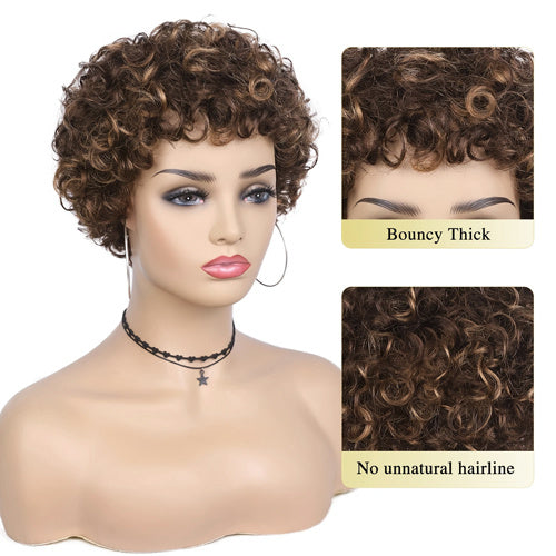 Short And Loose Curly Hair, Non-toxic Wig, Elastic Curly Hair, Curly Bangs,