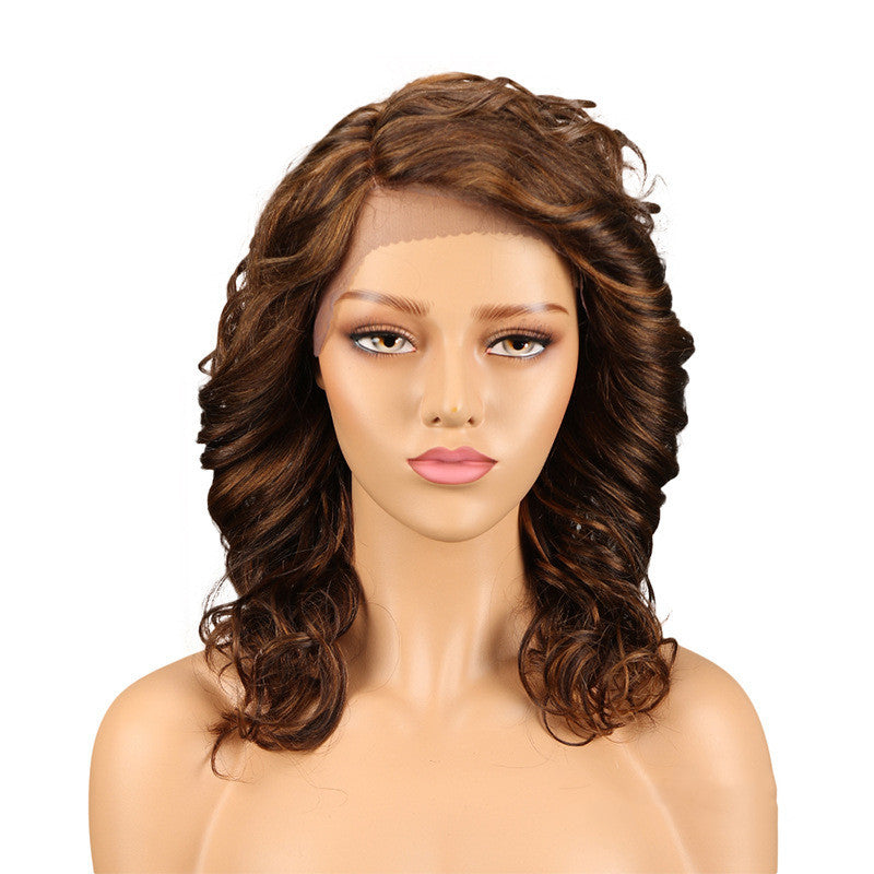 Real Hair Stitch Lace Wig Long Curly Hair