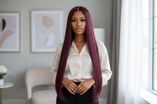 Bold Burgundy Straight 13x4 Lace Front Wig | Premium Human Hair