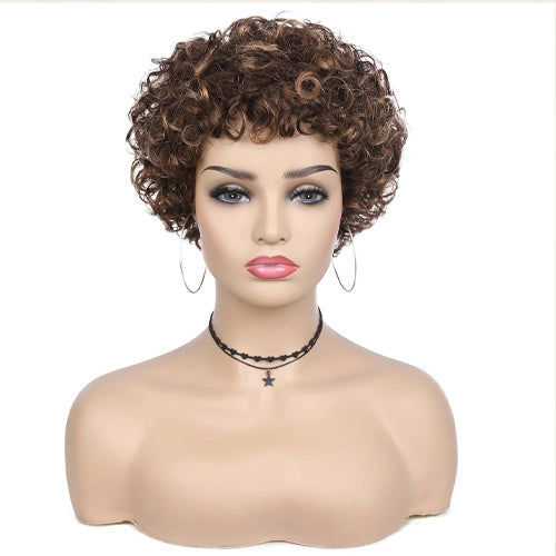 Short And Loose Curly Hair, Non-toxic Wig, Elastic Curly Hair, Curly Bangs,