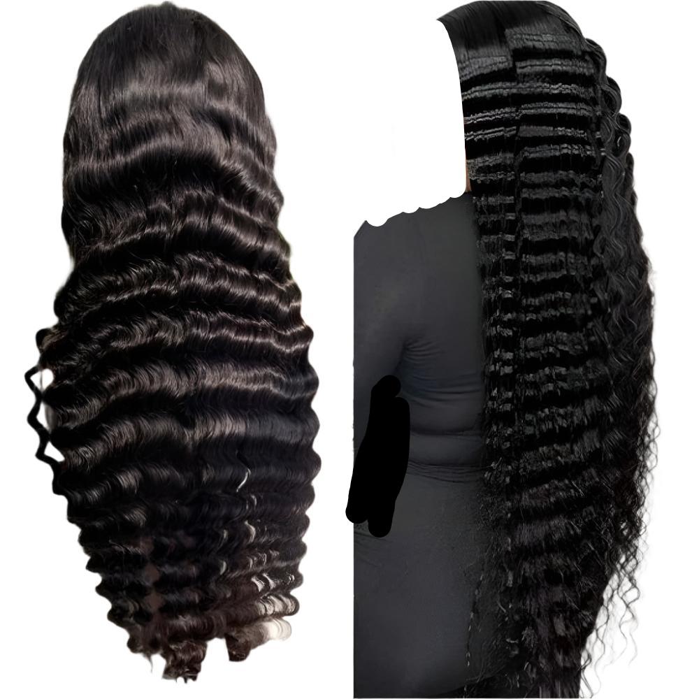 13x4 Lace Deep Rolled Wavy Human Hair Wig