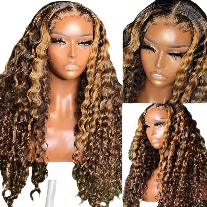 Honey Blonde 13x6 Water Wave Lace Front Human Hair Wigs