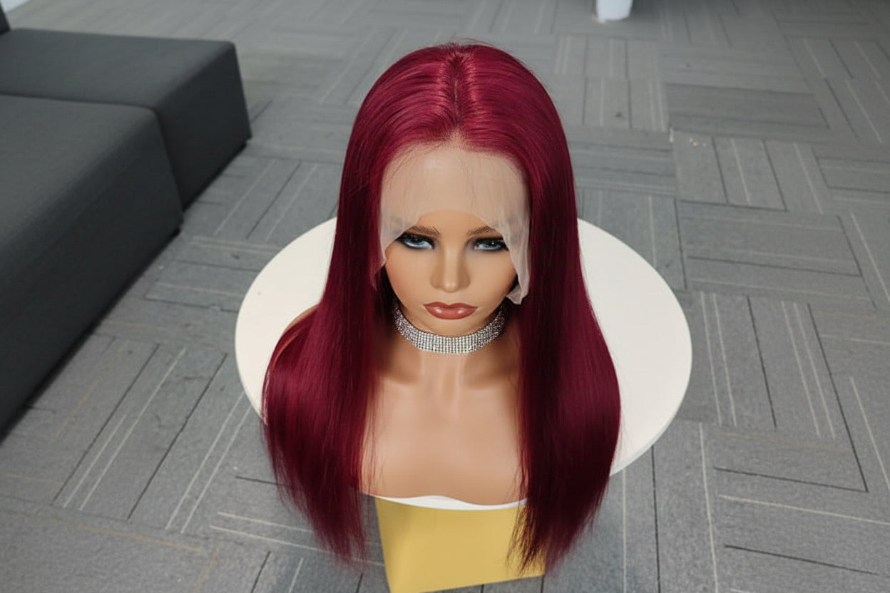 Bold Burgundy Straight 13x4 Lace Front Wig | Premium Human Hair