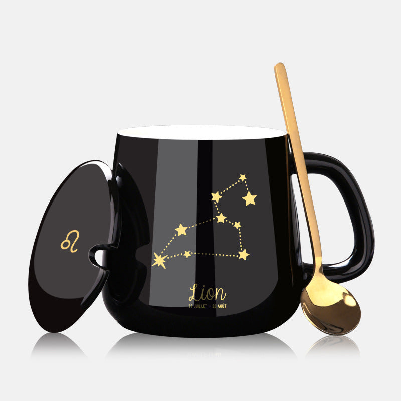 Ceramic Water Cup With Lid And Spoon Coffee Cup