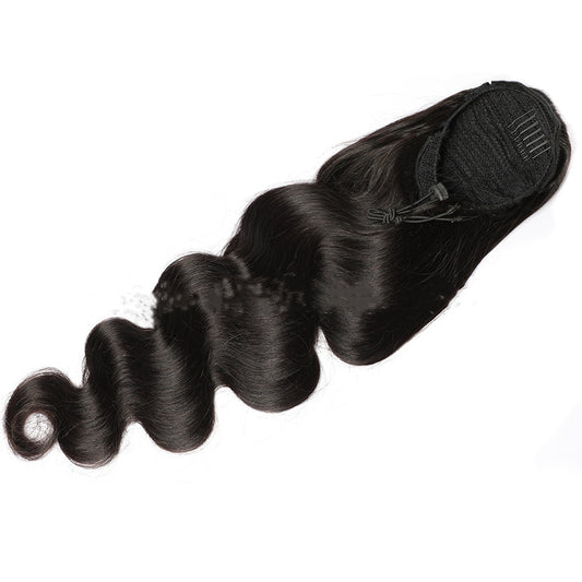 Black Drawstring Ponytail Human Wigs