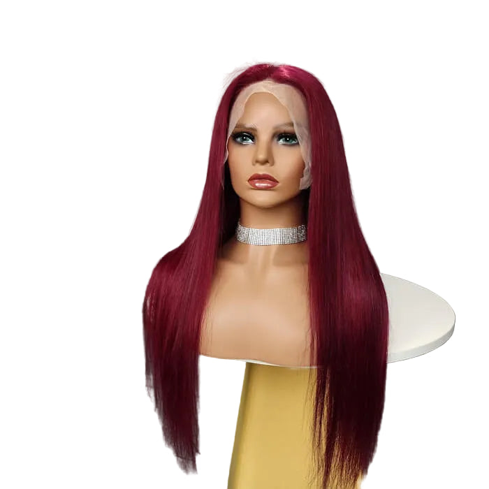 Bold Burgundy Straight 13x4 Lace Front Wig | Premium Human Hair