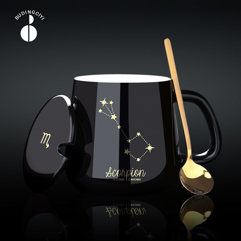 Ceramic Water Cup With Lid And Spoon Coffee Cup