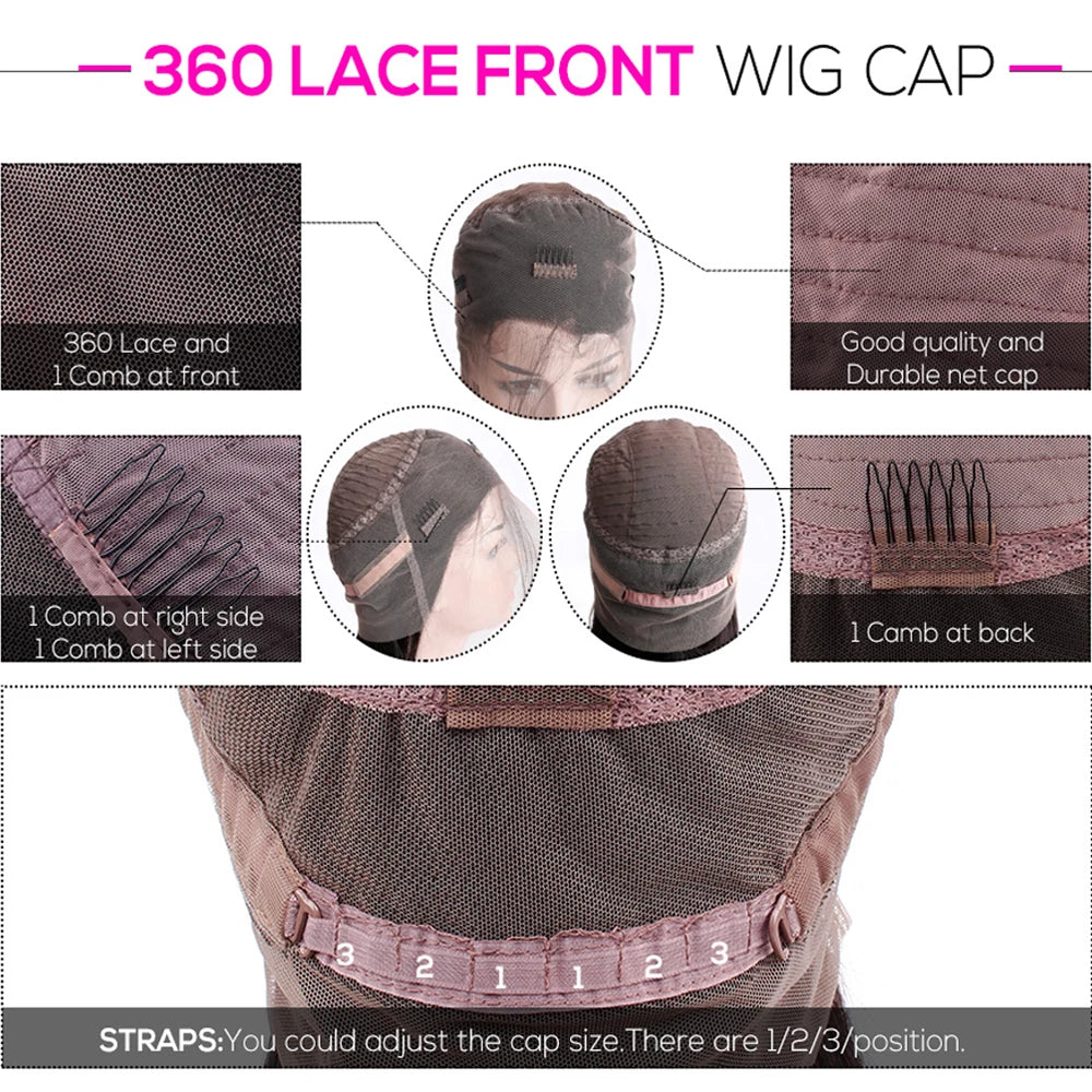 Glueless 360 Lace Frontal Wig Pre Plucked 200% Brazilian Remy Kinky Straight HD Full Yaki