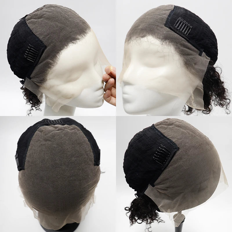 Kinky Straight Yaki Brazilian Virgin Hair Lace Wigs Pre Plucked