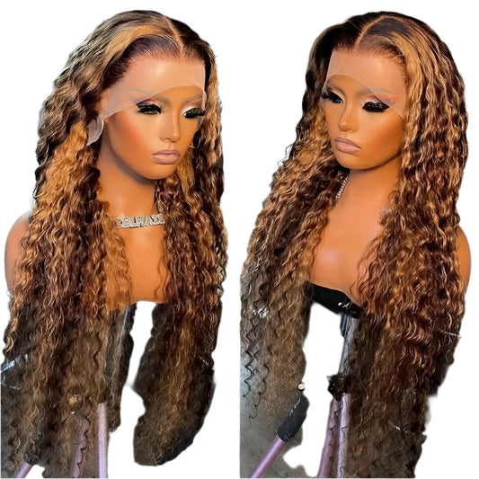 Honey Blonde 13x6 Water Wave Lace Front Human Hair Wigs
