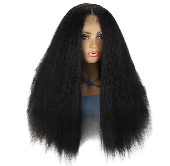Front Lace Yaki Straight Hair Synthetic Wigs T Part Lace