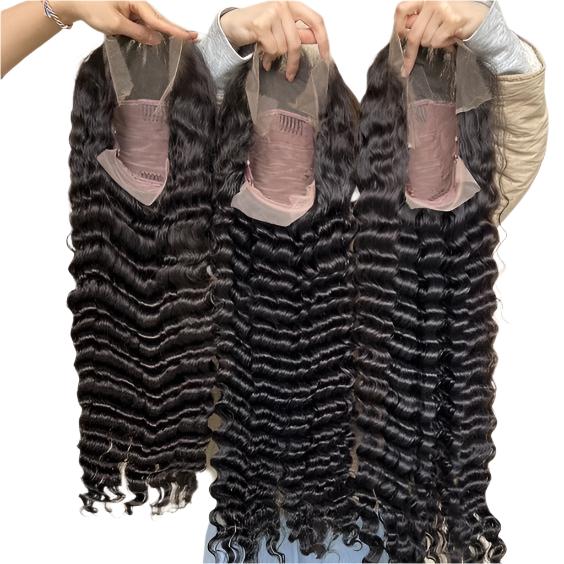 13x4 Lace Deep Rolled Wavy Human Hair Wig