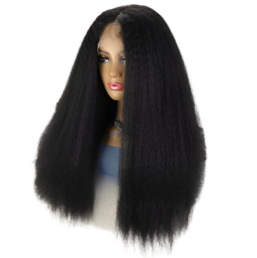 Front Lace Yaki Straight Hair Synthetic Wigs T Part Lace