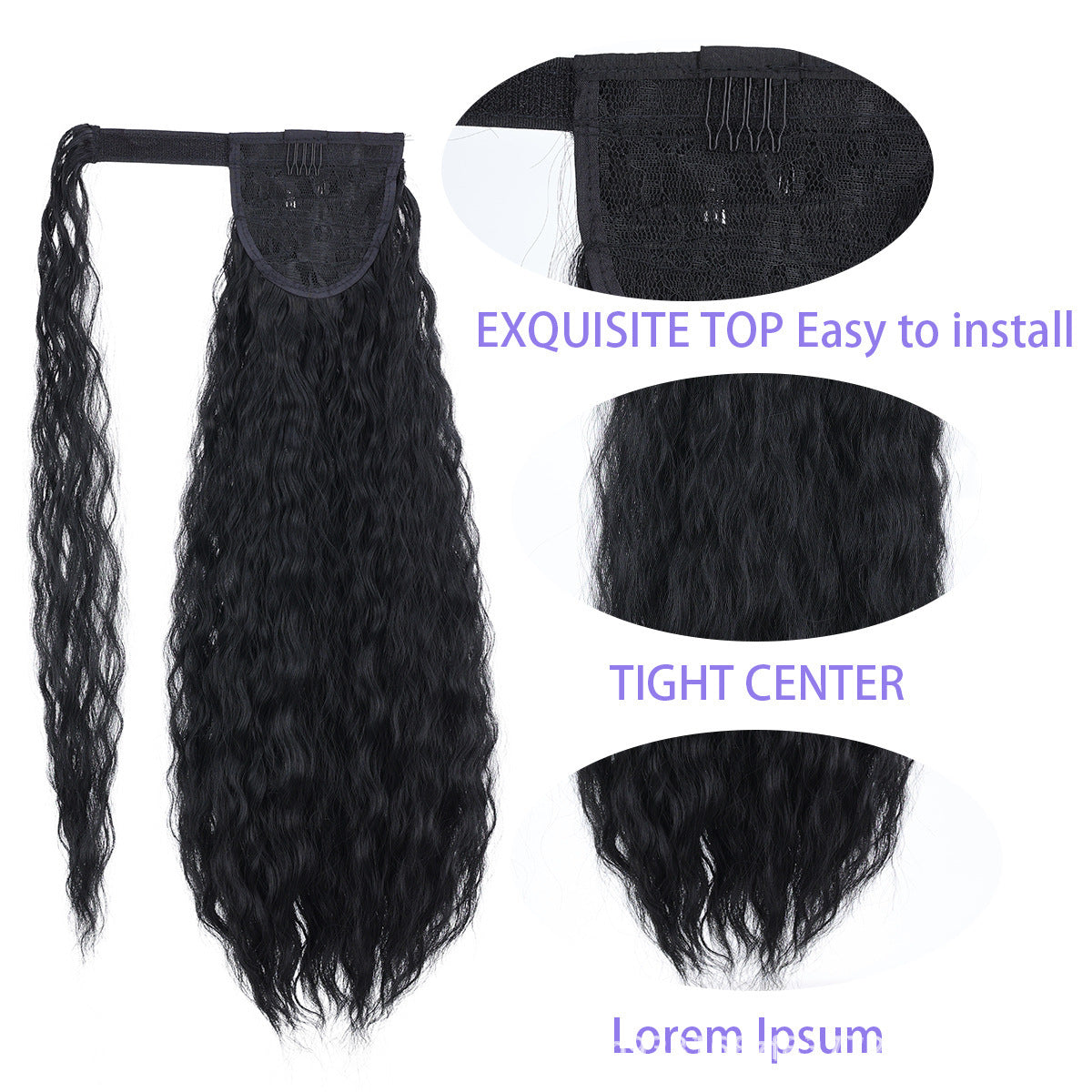 Wig Women's Ponytail Long Curly Hair Corn