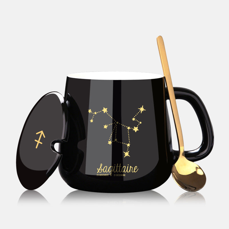 Ceramic Water Cup With Lid And Spoon Coffee Cup