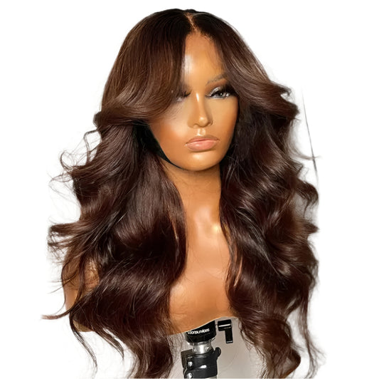 Pre-Glue 13x5 Body Wavy Lace Front Wig With Bangs HD Pre-cut Lace Human Hair Wig
